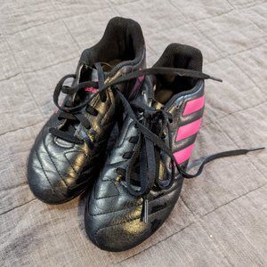Adidas Youth Firm-Ground Cleats - Black & Pink - US Size 2 - Excellent Condition